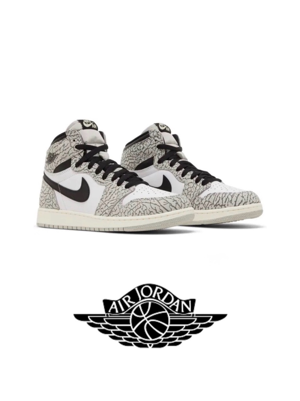 Nike Air Jordan Retro High OG Tech Grey, White Cement GS 6.5Y